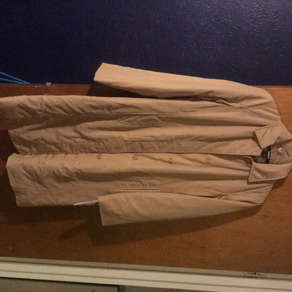 DKNY long tan coat